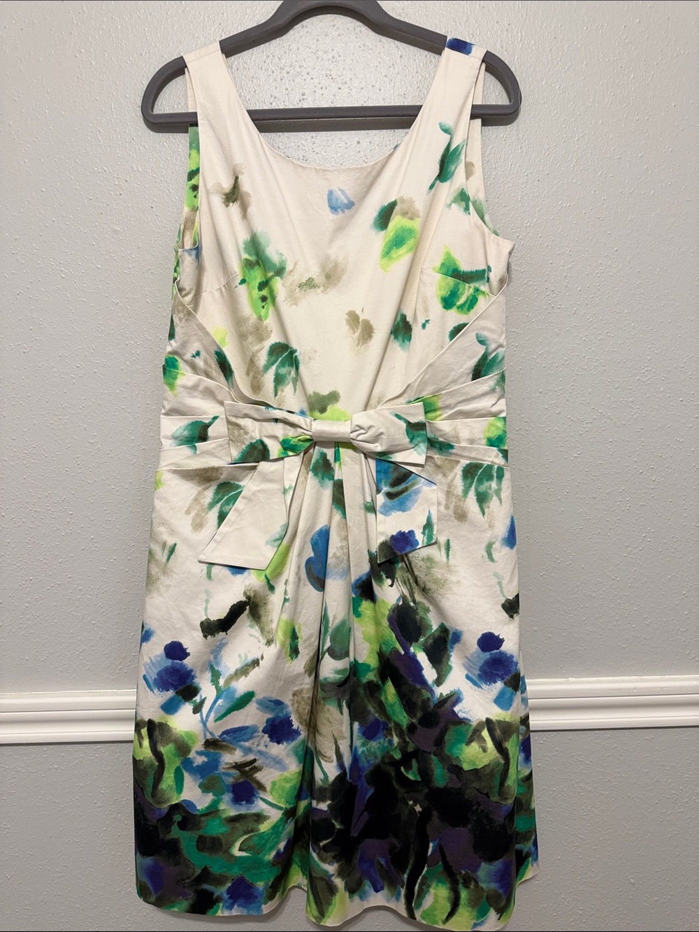 Kate Spade New York Jillian Watercolor Floral Dress With Bow Detail at Waist